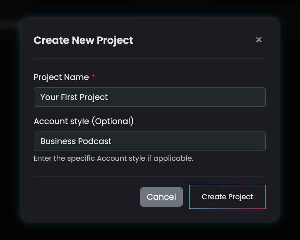 Fill Project Details