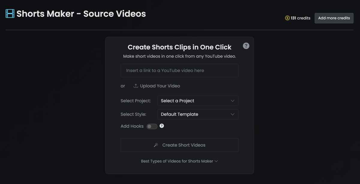 ShortsMaker Interface